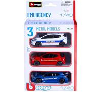 Lot de 3 voitures d'intervention Police Gendarmerie - BBURAGO - 1/43ème - Métal - Mixte