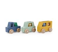 Lot de 3 voitures animaux en bois