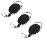 Lot de 3 yoyos à clés avec corde de 60 cm - Porte-badge - 6,5 x 3,5 cm - Porte-clé extensible - Mousqueton pour pantalon - Porte-badge JoJo - Clip rétractable - Porte-cartes - Porte-clés