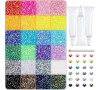 Lot De 30 000 Strass A Coller, 24 Couleurs,3mm Strass Ongle Cristal Nail Art,Bedazzling Kit,Pour Ongles Avec Pincette Et Stylo Pointeur Pour Art Decoration Ongle DIY,Facile à Appliquer (B)