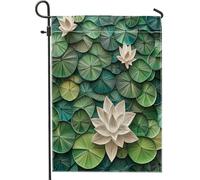Lot de 30,5 x 45,7 cm pour extérieur, fleurs 3D, drapeaux verticaux standard en lin pour maison, jardin, pelouse, décoration extérieure