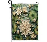 Lot de 30,5 x 45,7 cm pour extérieur, motif floral 3D, drapeau vertical standard en lin pour maison, jardin, pelouse, décoration extérieure