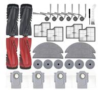 Lot de 30 Accessoires de Rechange pour Aspirateur Roborock Saros 10/G30,2 Brosses Principales Doubles 6 Brosses Latérales 4 Filtres HEPA 4 Serpillères Rondes 4 Sacs à Poussière 1 brosse de Nettoyage