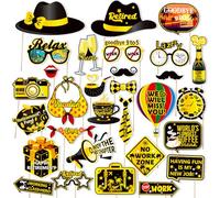 Lot de 30 accessoires pour photomaton de retraite - Accessoires de selfie en papier noir et doré avec inscription « We Will Miss You » - Cadeaux de fête - Accessoires de décoration pour femmes et