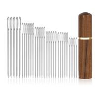 Lot de 30 aiguilles à coudre à gros chas pour tricoter à la main - Aiguilles pointues en acier inoxydable - Laine de tapisserie - Fil à coudre - Avec étui