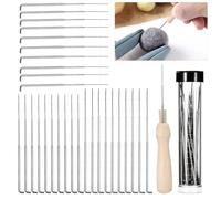Lot de 30 aiguilles à feutrer, aiguilles de feutrage de 3 tailles, outils de feutre de laine avec bouteille et support en bois, kit de feutrage pour débutants,