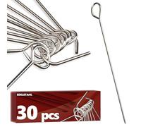 Lot de 30 aiguilles à rouladen en acier inoxydable - Fabriqué en Allemagne - 10 cm - Avec clip - Antirouille, stable pour des roulages faciles