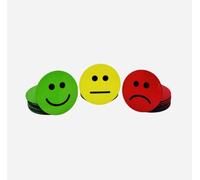 Lot de 30 Aimants Smileys (10 Souriants Verts, 10 Neutres Jaunes, 10 Tristes Rouges), Diamètre 2,5 cm, pour l'École, le Travail et la Maison