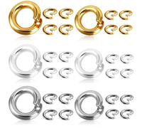 Lot de 30 anneaux de jonction fendus pour la création de bijoux, plaqués or 18 carats/argent/or blanc, diamètres intérieurs 5 mm et 7,5 mm, épaisseur 1,2 mm, base en cuivre de qualité supérieure pour