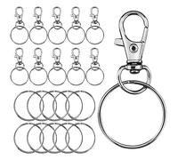 Lot de 30 anneaux porte-clés pivotants pour bricolage et travaux manuels (30 porte-clés + 30 pièces)