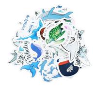 Lot de 30 autocollants de scrapbooking en vinyle motif vie marine, requin, baleine, tortues, lions de mer, pour album, journal de voyage, scrapbooking