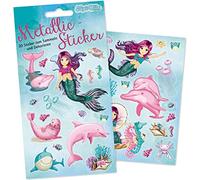 Lot de 30 autocollants métallisés « Sirène Coralie » pour bricoler et jouer - 2 feuilles - Autocollants Nixen Seamaid - Cadeau d'anniversaire pour enfant
