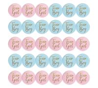 Lot de 30 badges révélateurs de sexe - 4,5 cm - Team Girl et Team Boy - Badge rond - Pour fête prénatale - Accessoire de décoration (bleu et rose), 4.5 cm, Plastique