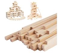 Lot de 30 Baguettes Bois Carré, 8 x 8 x 300 mm, Bois de Balsa