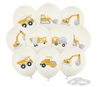Lot de 30 Ballon Chantier Anniversaire, Ballons de Pelleteuse, Ballon Engin Chantier Construction, Deco Excavatrice Tracteur, Camion Voiture Latex Ballons pour Décoration Anniversaire Enfant Garçon
