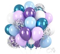 Lot de 30 ballons bleus violets métallisés, violet, bleu, bleu clair, 30,5 cm, violet clair, blanc, argent, confettis à l'hélium pour fille, femme, anniversaire, mariage, fête prénatale, anniversaire