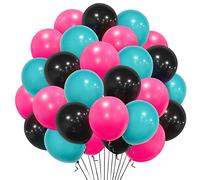 Lot de 30 ballons de fête sur le thème de la musique - 30,5 cm - Ballons en latex à l'hélium pour anniversaire des années 80/90 - décoration de fête hip-hop, rock and roll - rose vif, bleu sarcelle,