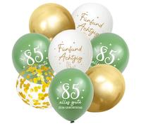 Lot de 30 ballons décoratifs pour 85e anniversaire homme femme 85e anniversaire 85e anniversaire 85e anniversaire 85e anniversaire vert sauge doré décoration d'anniversaire 85 ans confettis ballon