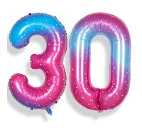 Lot de 30 ballons en forme de chiffre de 101,6 cm pour femme - Grand chiffre 30 - Happy 30th Birthday - Décorations de fête d'anniversaire