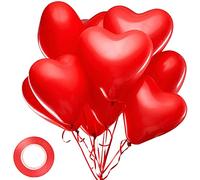 Lot de 30 ballons en latex en forme de cœur avec ruban de rechange pour ballons - Décorations romantiques pour fêtes d'anniversaire, mariages, Saint-Valentin, anniversaires de mariage et célébrations