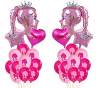 Lot de 30 ballons en latex rose vif en forme de poupée de princesse pour décoration de fête Barbie, maquillage, enterrement de vie de jeune fille, adulte