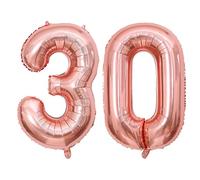 Lot de 30 ballons géants en forme de chiffre - Or rose - 101,6 cm - Géants - 30 ans - En Mylar - Pour anniversaire - Couleur or rose