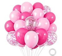 Lot de 30 ballons rose vif de différentes tailles de 30,5 à 25,4 cm - Kit de ballons confettis rose vif pour Saint-Valentin, demande en mariage, princesse fille, décoration de fête d'anniversaire