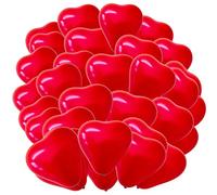 Lot de 30 ballons rouges en latex en forme de cœur et rouleau de ruban de 50 m pour Saint-Valentin, mariage, anniversaire, décoration de fête