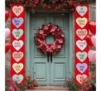Lot de 30 bannières en feutre en forme de cœur pour décorations de Saint-Valentin - Pas de bricolage | Guirlande de cœurs rouges, roses et rose clair | Décoration de Saint-Valentin | Bannière de cœurs
