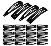 Lot de 30 Barrettes à Cheveux Noires Mates, Pince Clic | Alliage Métal, Formes Rectangulaire et Goutte, Bords Arrondis, pour Mèches Épaisses et Frange
