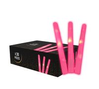 Lot de 30 Batons Lumineux LED Couleur Rose 40cm - Baton a Mousse Lumineux pour Mariage et Fêtes - 3 Modes de CRose