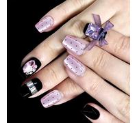 Lot de 30 beaux arcs - Faux ongles complets - Élégant bâton sur ongles - Presse yeux de chat - Ongles artificiels brillants