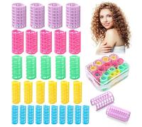 Lot de 30 bigoudis en plastique - 5 tailles - Jumbo et grand - Petits rouleaux à cheveux - Sans chaleur - Pour cheveux longs et courts - Couleur aléatoire