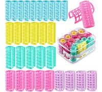 Lot de 30 bigoudis en plastique auto-agrippants sans chaleur pour salon de coiffure, barbier - 5 tailles
