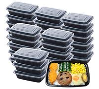 Lot de 30 boîtes de conservation alimentaire 1000 ml avec couvercles, réutilisables et jetables, empilables, passent au micro-ondes et au congélateur