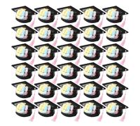 Lot de 30 boîtes pour chapeau de remise de diplôme - Cartes de bonbons avec pompon - Pour décoration de table d'étudiant et centre de table