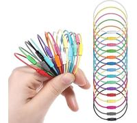 Lot de 30 boucles en acier inoxydable, câbles de porte-clés avec revêtement coloré assorti, câble extensible pour étiquettes de bagages, porte-clés, porte-clés (coloré)