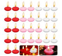 Lot de 30 bougies flottantes multicolores - Longue durée de combustion - Pour mariage, piscine, fête, spa, baignoire, Saint-Valentin (rouge, blanc + rose)