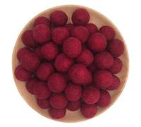 Lot de 30 boules de laine en feutre pour décoration de chambre d'enfant Rouge vin 20 mm