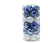 Lot de 30 boules de Noël en plastique incassable - Peintes - Décorations de sapin de vacances peintes avec finitions brillantes/mates/pailletées - Motifs géométriques festifs à rayures pour la maison