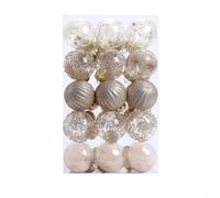 Lot de 30 boules de Noël en plastique incassables avec ficelles pour sapin et décoration de fête pendant la saison des fêtes (doré)