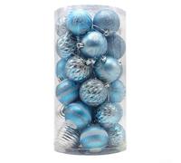 Lot de 30 boules de Noël en plastique légères et incassables avec finition pailletée pour sapin, mariage et fêtes de fin d'année (bleu)