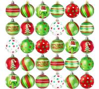 Lot de 30 Boules de Noël en Plastique roge de Verte Violette avec Crochet de Suspension pour Sapin de Noël Décoration de Noël et fête de Mariage