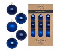 Lot de 30 boules de Noël en verre - 6 cm - Mat et brillant - Boules de Noël pour Noël - Décoration pour sapin de Noël - Bleu roi