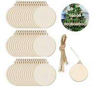 Lot de 30 boules de Noël vierges en bois naturel avec ficelle incluse Peinture et décoration pour enfants et artisans (B)