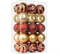 Lot de 30 boules de sapin de Noël, décorations en plastique peintes avec cordes à suspendre, pour fêtes, mariages, décoration d'intérieur sans risque de casse