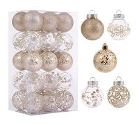 Lot de 30 Boules décoratives de Noël Transparentes incassables avec décorations rembourrées pour Noël, fête de Mariage (Champagne) 60 mm
