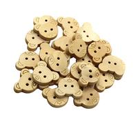 Lot de 30 boutons à coudre en bois 2 trous 18 mm Tête d'ours