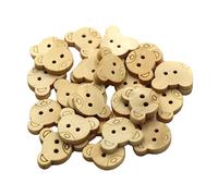 Lot de 30 boutons à coudre en bois 2 trous 18 mm Tête d'ours