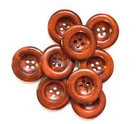 Lot de 30 boutons en bois de 35 mm - Brun foncé - 4 trous - Pour coudre, coudre, bricoler, scrapbooking, etc.